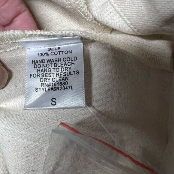 New Unworn Kittenish Cream Cotton Utility Sleeveless Romper Sz S - Picture 8 of 12